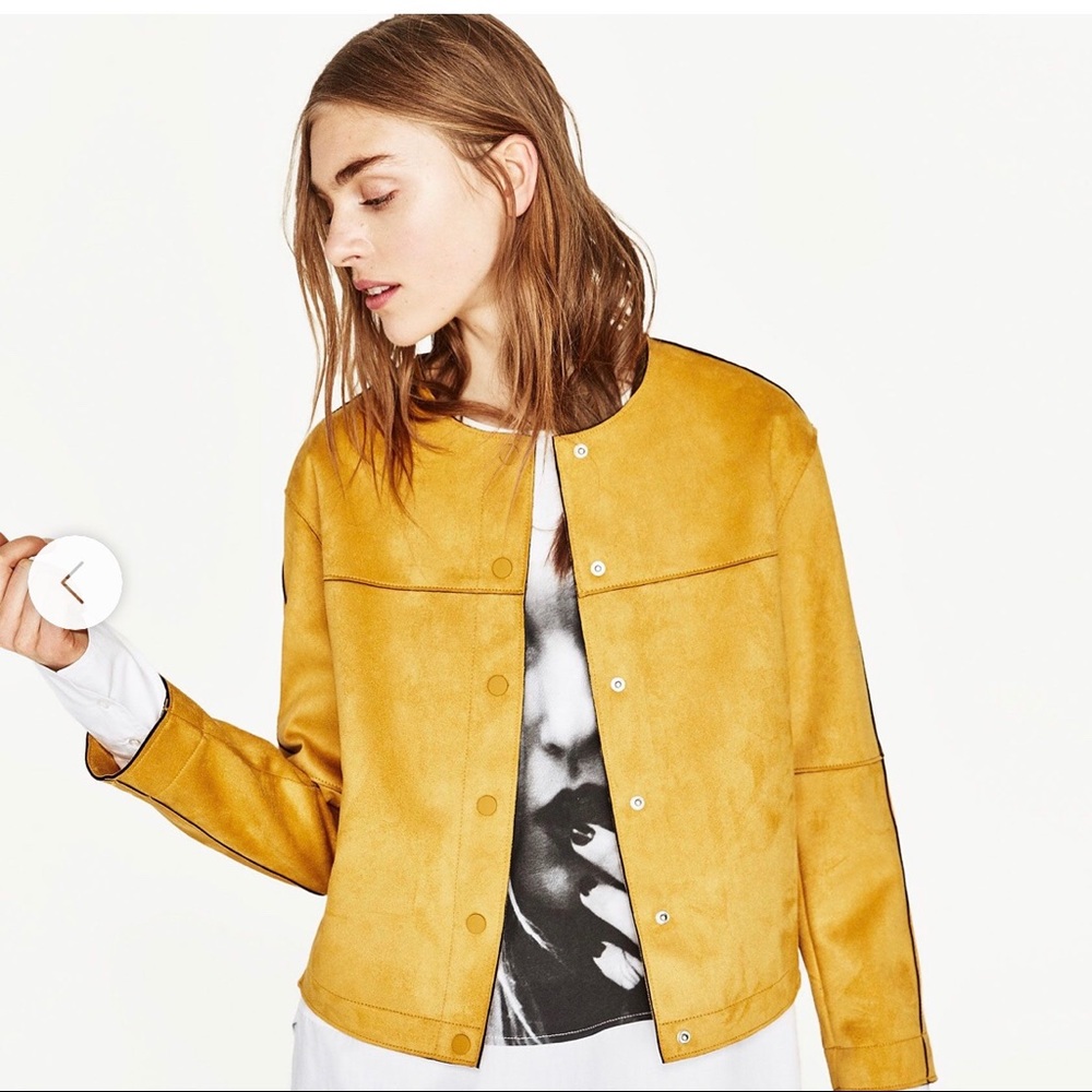 Zara Basics Faux Suede Mustard Jacket S